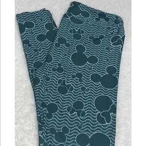 Disney LuLaRoe New Tall Curvy TC Leggings Mickey Minnie Shades Green Stripes